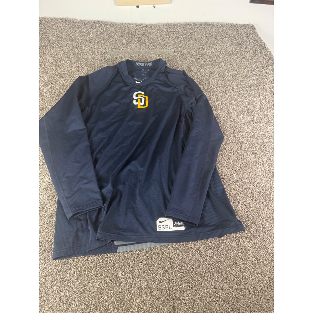 Nike Pro San Diego Padres MLB Authentic Collection Dri-FIT Shirt Mens XL Navy